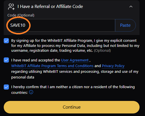 Whitebit Referral Code